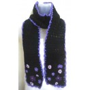 Unisex Men Women Black Crochet Scarf Wrap Scarves Made of Silky Acrylic Yarn