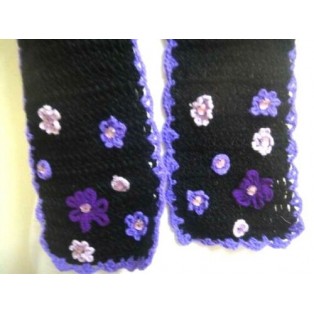 Unisex Men Women Black Crochet Scarf Wrap Scarves Made of Silky Acrylic Yarn