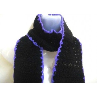 Unisex Men Women Black Crochet Scarf Wrap Scarves Made of Silky Acrylic Yarn