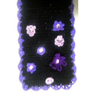 Unisex Men Women Black Crochet Scarf Wrap Scarves Made of Silky Acrylic Yarn