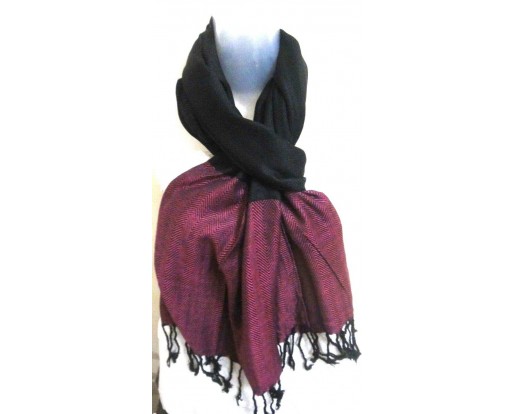 Black & Dark Pink Pashmina Shawl Scarf Scarves Stole Wrap Warm Soft - 70" x 17"