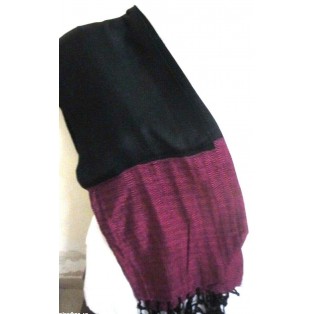 Black & Dark Pink Pashmina Shawl Scarf Scarves Stole Wrap Warm Soft - 70" x 17"