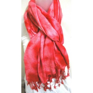 Alizarin Crimson Tie & Dye Print Pashmina Scarf Scarves Stole Wrap - 65" x 26"