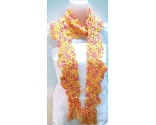 Scarf Wrap Muffler Neck Warmer Soft Acrylic Handmade Crochet Woman Boho Chic S1