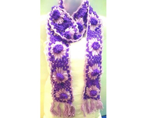 Scarf Wrap Muffler Neck Warmer Soft Acrylic Handmade Crochet Woman Boho Chic S3