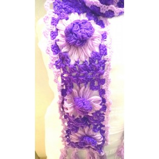 Scarf Wrap Muffler Neck Warmer Soft Acrylic Handmade Crochet Woman Boho Chic S3