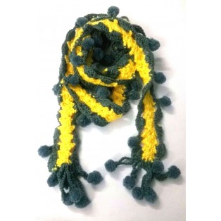 Scarf Wrap Muffler Neck Warmer Soft POM POM Handmade Crochet Woman Boho Chic S8