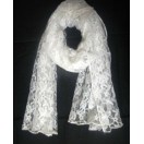 Tulle Scarf Scarves Stole Wrap White Light Weight Floral - Rayon