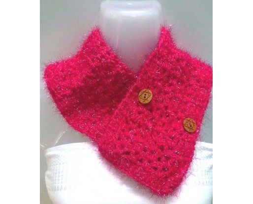 Cowl Infinity Scarf Muffler Neck Warmer Soft Acrylic Handmade Crochet Button S18