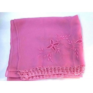 Scarf Muffler Faux Georgette Fabric Cutwork Crochet Boho Chic Fashion Men Women