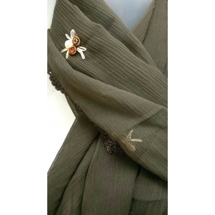 Scarf Muffler Faux Chiffon Fabric Crochet Embroidery Boho Chic Fashion Men Women