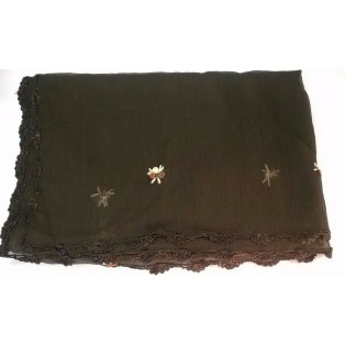 Scarf Muffler Faux Chiffon Fabric Crochet Embroidery Boho Chic Fashion Men Women