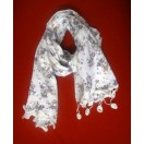 Floral Print Scarf with 2 sides Crochet Border / Cotton Summer Scarf