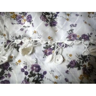 Floral Print Scarf with 2 sides Crochet Border / Cotton Summer Scarf