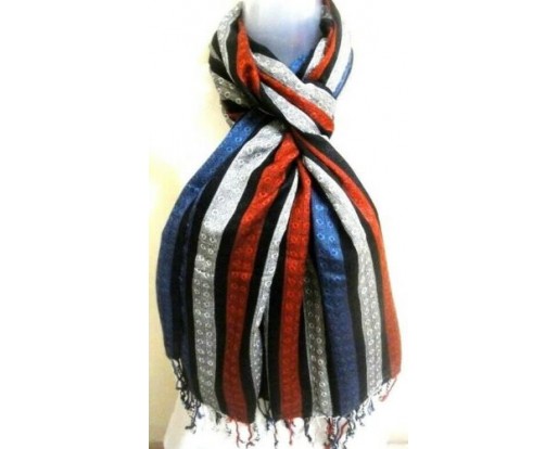 Unisex Men Women Scarf Scarves Wrap Multi Color Stripes Cotton Blend Tassel