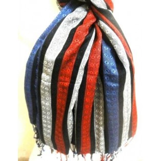 Unisex Men Women Scarf Scarves Wrap Multi Color Stripes Cotton Blend Tassel
