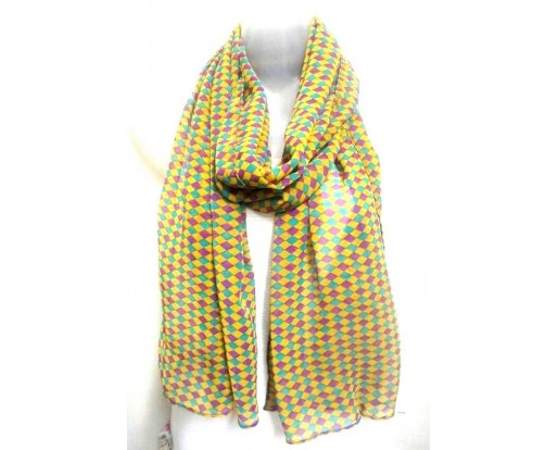 Women's Soft Lightweight Scarf Stole Wrap Scarves - Yellow, Violet and Teal