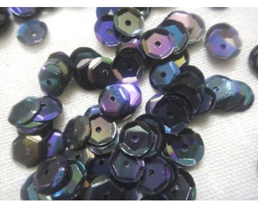 Black Rainbow - 15 grams - 6 mm - DIY Loose Cup Sequins Paillette Sewing