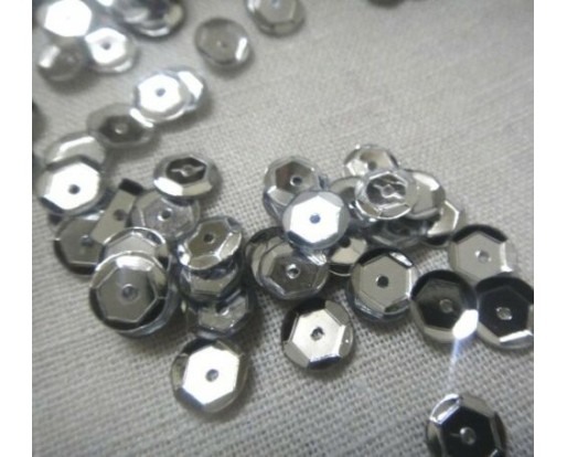 Silver - 15 grams - 6 mm - DIY Loose Cup Sequins Paillette Sewing