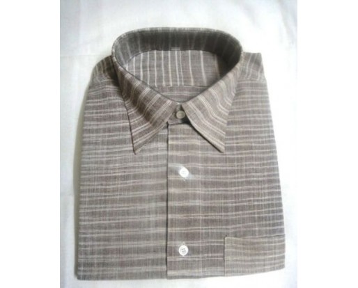 Poly Khadi Cotton Men's Shirt - Grey & White